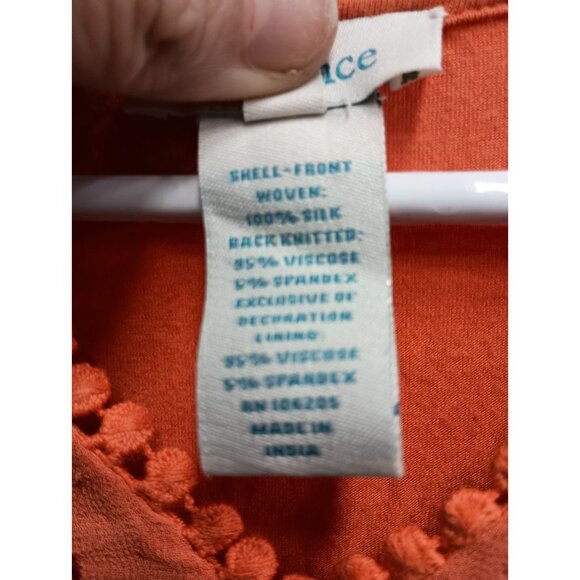 Sundance Womens BOHO Peasant Top Small Orange Floral Embroidered Silk Casual - Picture 5 of 8